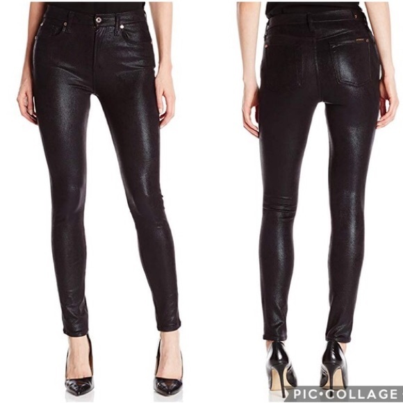 7 For All Mankind Denim - Seven for All Mankind HW Skinny in Black Metallic